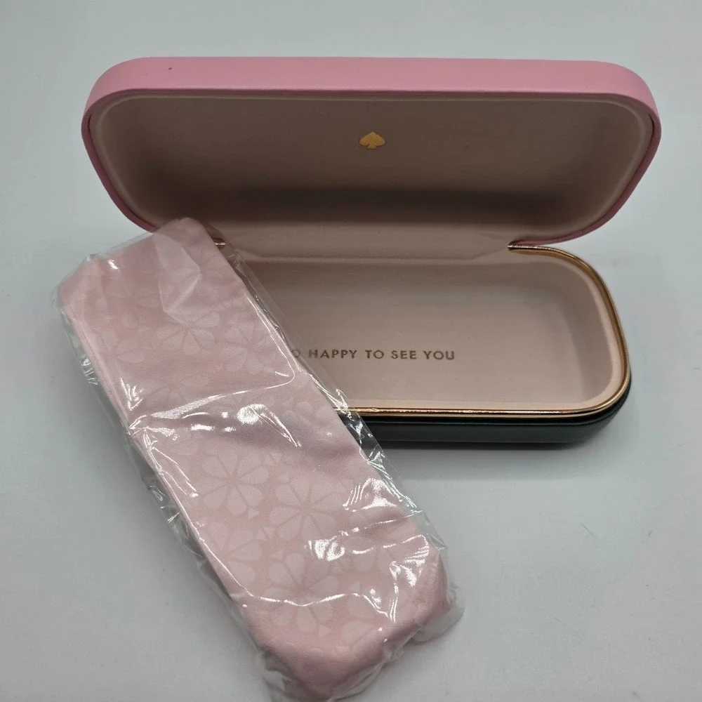 Kate Spade New York Pink Green Hard Shell‎ Eyeglass Case with Pouch Designer